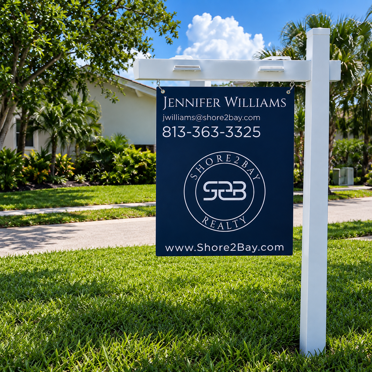 White illuminated LxPosts installation for Shore2Bay Realty